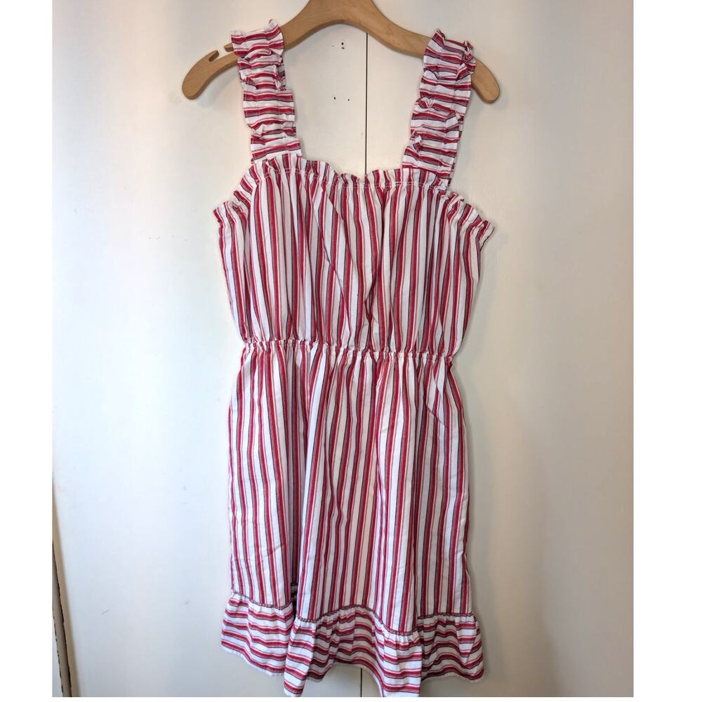 Doe & Rae Red & White Striped Ruffled Dress - Picture 6 of 9
